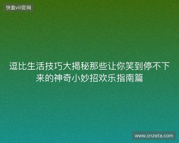 逗比生活技巧大揭秘那些让你笑到停不下来的神奇小妙招欢乐指南篇